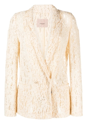 TWINSET lace double-breasted blazer - Neutrals