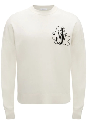 JW Anderson logo-embroidered crew-neck jumper - White