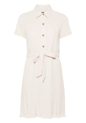 DKNY belted plissé mini dress - Neutrals
