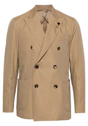 Lardini brooch-detail double-breasted blazer - Neutrals