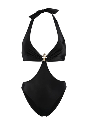 Just Cavalli metallic-snake one-piece - Black