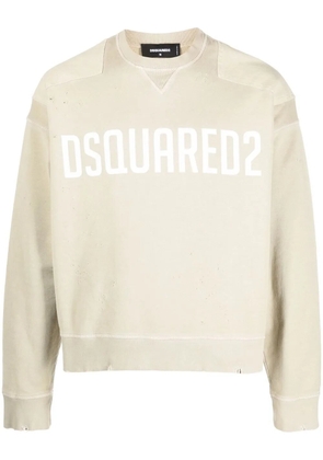 DSQUARED2 logo-print crew neck sweatshirt - Neutrals