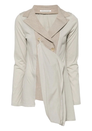 Yohji Yamamoto notched-lapels asymmetric blazer - Neutrals