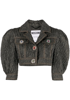 Moschino crystal-embellished butted cropped jacket - Black