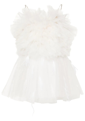 Loulou round-neck ruffled minidress - White