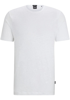 BOSS crew-neck linen T-shirt - White