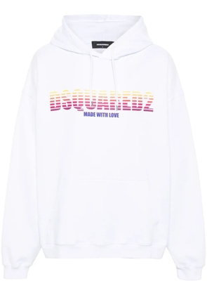 DSQUARED2 logo-print cotton hoodie - White