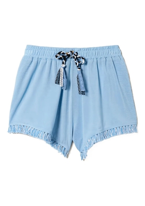 TWINSET plaited-lace fringe shorts - Blue