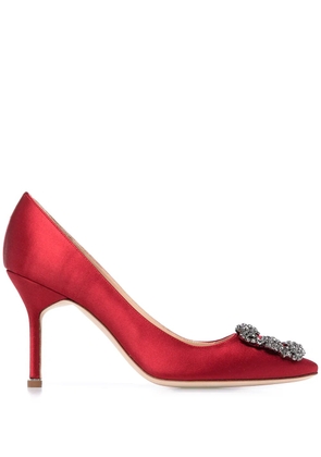 Manolo Blahnik Hangisi 70 crystal-buckled pumps - Red