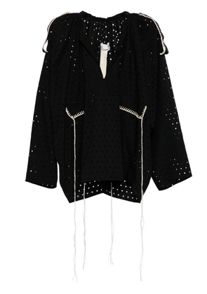 LITKOVSKA perforated thread-detail cotton blouse - Black