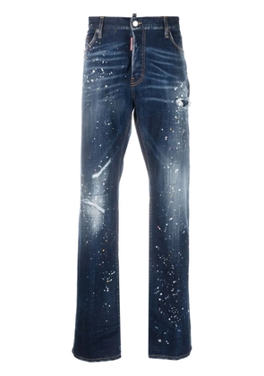 DSQUARED2 Twimphony paint-splatter straight-leg jeans - Blue