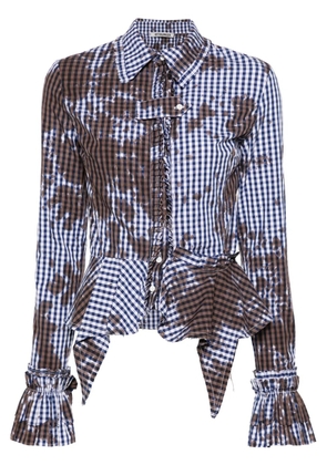 Ottolinger stained gingham ruffled shirt - Blue