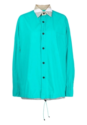 Kolor contrast-collar cotton shirt - Green