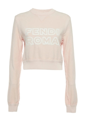 Fendi Pre-Owned cropped logo embroidery sweater - Pink