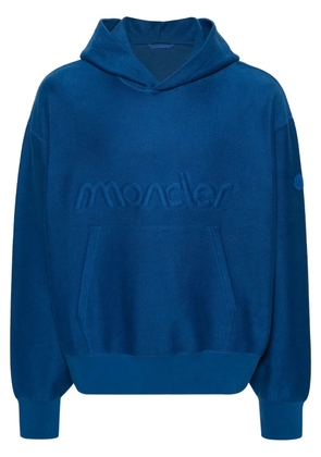 Moncler logo-embossed terry-cloth hoodie - Blue