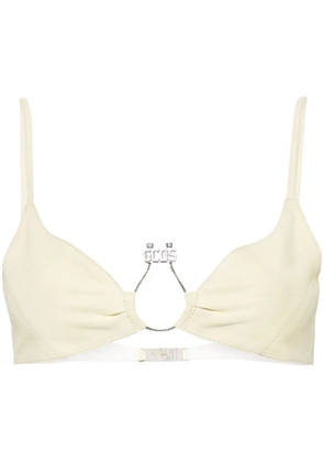 GCDS Hoop logo-plaque suede bralette - Yellow