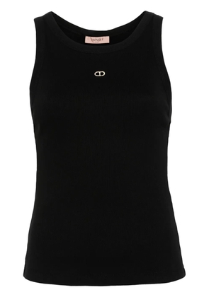 TWINSET cut out-detail ribbed top - Black