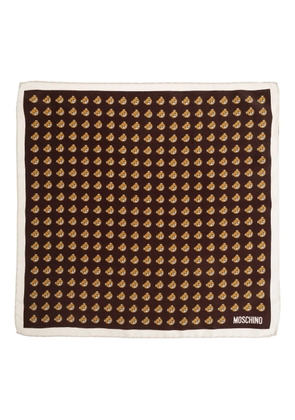 Moschino teddy-bear print pocket square - Brown