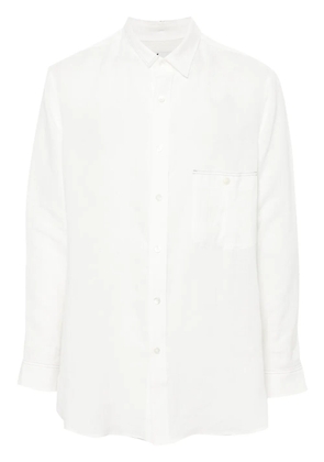 Y's asymmetric-collar linen shirt - White