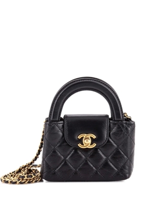CHANEL Pre-Owned Kelly Top Handle Shopping Bag Quilted Shiny Aged Calfskin Nano crossbody bag - Black