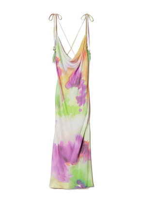 TWINSET tie-dye feather-detail midi dress - Green
