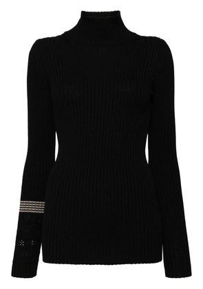 Y's high-neck ribbed-knit top - Black