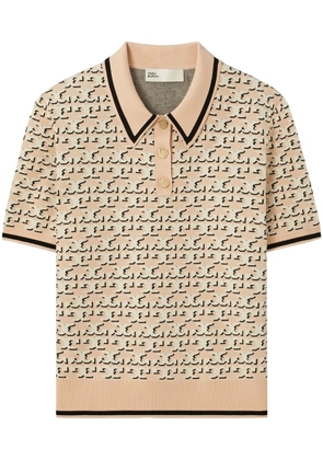 Tory Burch monogram jacquard polo top - Neutrals