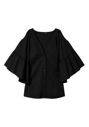 TWINSET flounce-sleeve poplin shirt - Black