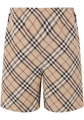 Burberry check twill shorts - Brown