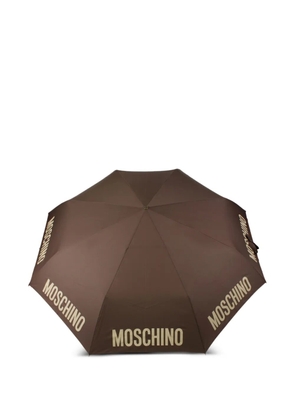 Moschino logo-print umbrella - Brown