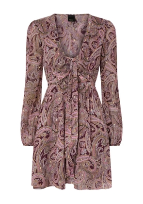 PINKO paisley-print tie-neck mini dress