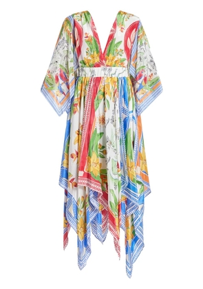 FARM Rio Tropical Destination Kimono Sleeve midi dress - White