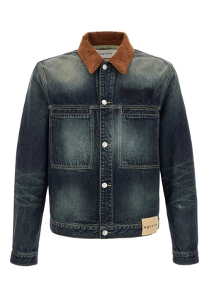 Alexander McQueen corduroy-collar denim jacket - Blue