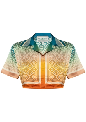 Casablanca Gradient Monogram silk cropped top - Orange