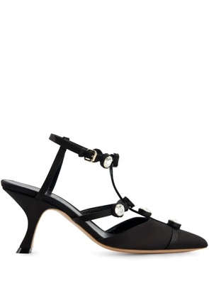 Giambattista Valli 75mm crystal-embellished satin pumps - Black