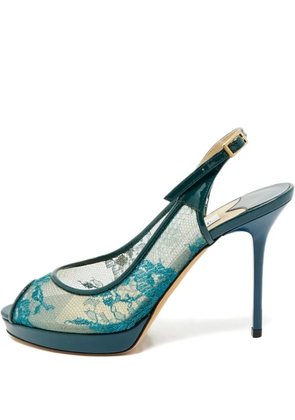 Jimmy Choo Pre-Owned lace peep-toe sandals - Green