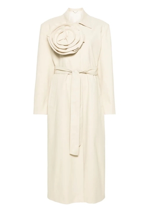 Magda Butrym floral-appliqué belted trench coat - Neutrals