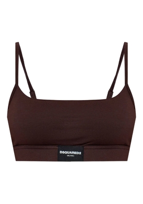 DSQUARED2 logo-patch cotton bralette - Brown
