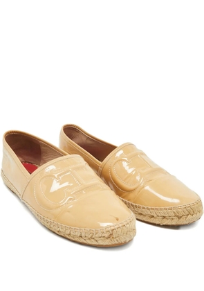 Carolina Herrera Vintage patent-leather logo espadrilles - Neutrals