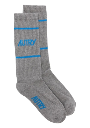 Autry logo-intarsia striped socks - Grey