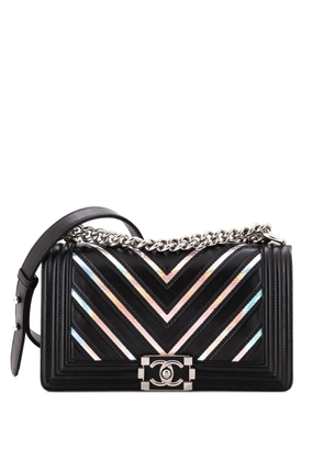 CHANEL Pre-Owned Boy Flap Bag Chevron Lambskin with Holographic PVC Old Medium crossbody bag - Black
