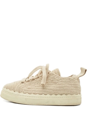 Chloé Pre-Owned Lauren knit scalloped sneakers - Neutrals