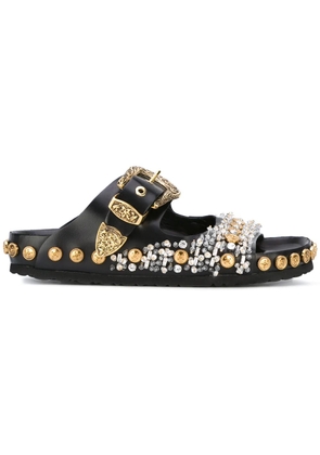 Fausto Puglisi beaded studded sandals - Black