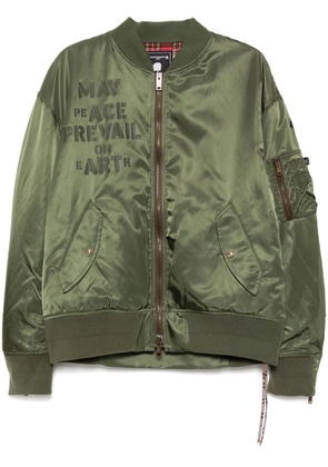 Mastermind World logo-printed bomber jacket - Green
