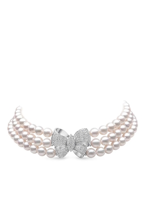 Yoko London Contessa diamond and pearl choker - Silver