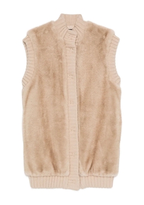 PINKO faux-fur knitted gilet - Neutrals
