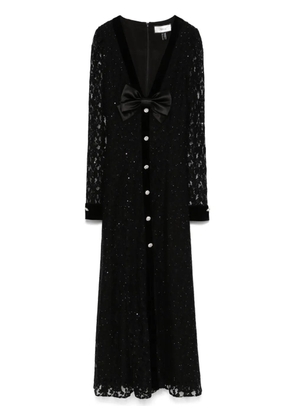 NISSA crystal-embellished lace midi dress - Black