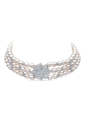 Yoko London Classic diamond and pearl choker - White
