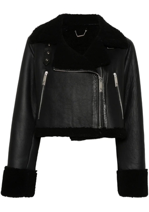 John Richmond leather shearling jacket - Black