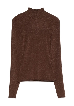 Self-Portrait high-neck top - Brown
